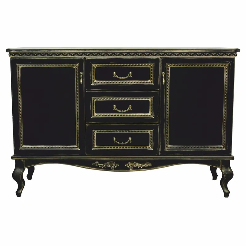 Billig Casa Padrino buffet baroque de luxe noir / or 180 cm - Meubles baroques