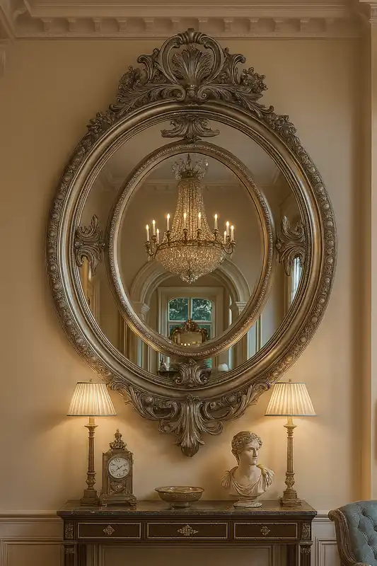Miroir baroque Casa Padrino ovale argenté - Miroir mural de style baroque - Miroir d'armoire baroque artisanal Super-Preis