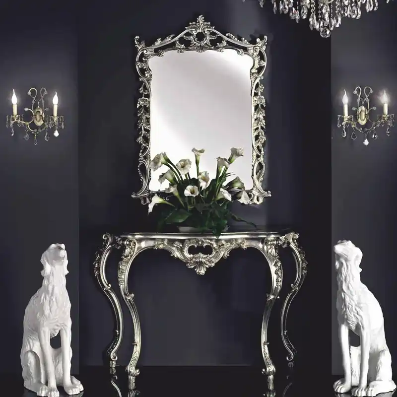 Finale Aktion Casa Padrino console baroque de luxe avec miroir argent - Meubles baroques - Fabriquée en Italie