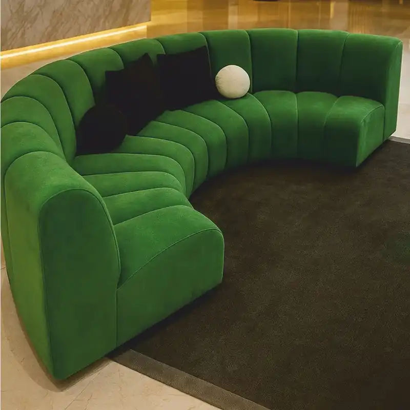 Casa Padrino canapé de luxe vert 330 cm - Canapé de salon incurvé - Meubles de luxe Bestpreis