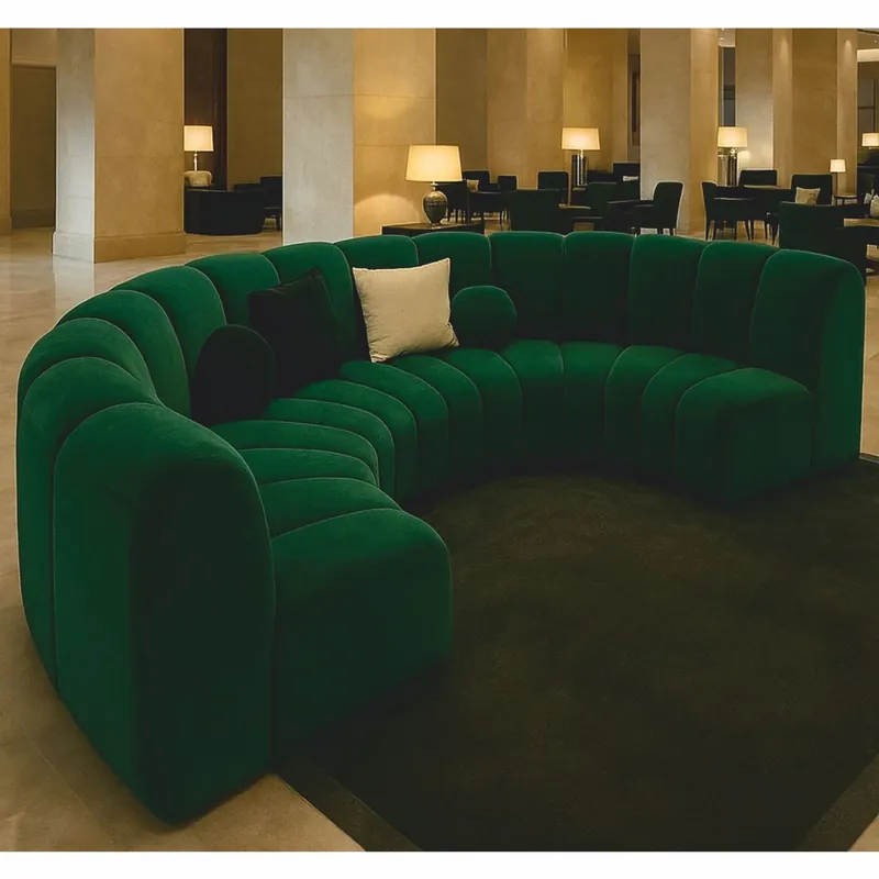 Casa Padrino canapé de luxe vert foncé 330 cm - Canapé de salon incurvé - Meubles de luxe Echt