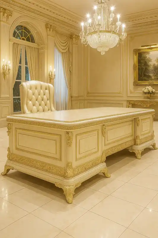 Bureau baroque de luxe Casa Padrino Crème / Or - Secrétaire de bureau Garantierte Lieferung