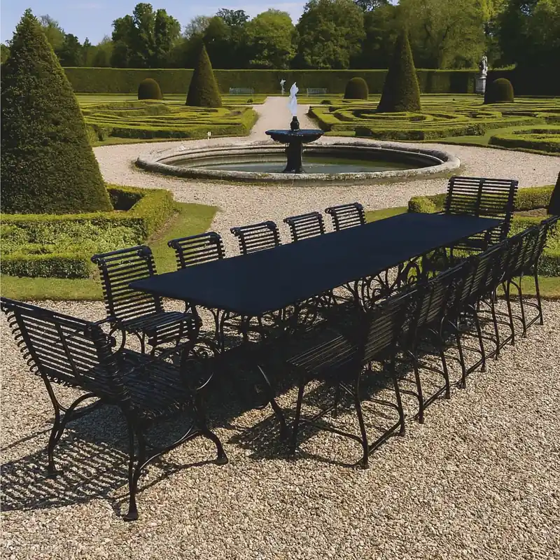 Schneller Versand Casa Padrino ensemble de Jardin Art Nouveau en fer forgé noir - 1 Table et 12 Chaises
