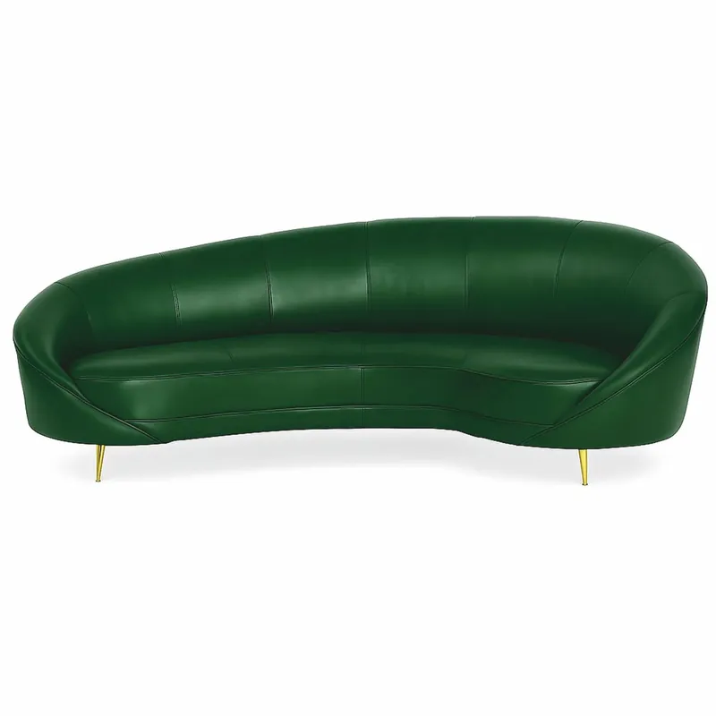 Casa Padrino canapé de luxe en cuir vert / laiton 230 cm - Meubles en cuir véritable Top-Preis