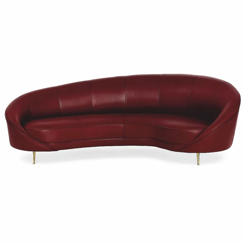 Casa Padrino canapé de luxe en cuir rouge bordeaux / laiton 230 cm - Meubles en cuir véritable Preiswert