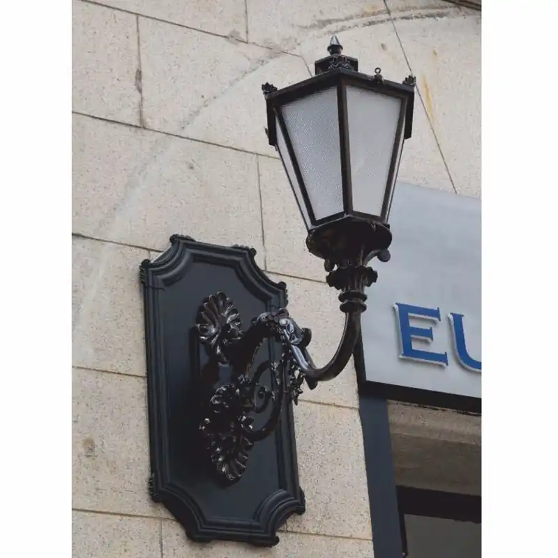 Casa Padrino applique murale d'extérieur baroque noir / blanc H. 127,5 cm - Éclairage extérieur nostalgique Preis Gesenkt