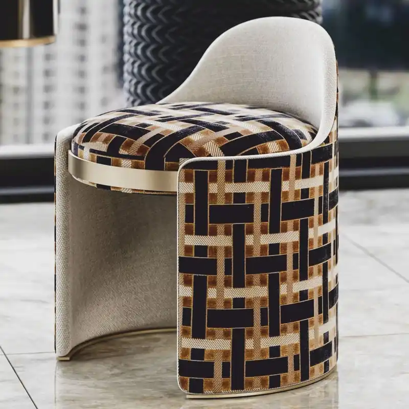 Casa Padrino tabouret de luxe marron / gris / laiton H. 60 cm - Meubles d'hôtel de luxe Ausverkauf