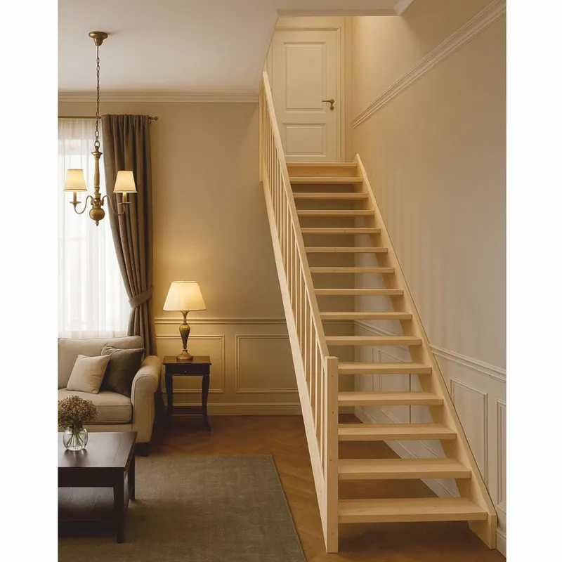 Casa Padrino escalier de luxe en bois avec garde-corps côté gauche naturel H. 307 cm Expressversand
