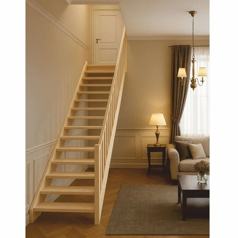 Finale Aktion Casa Padrino escalier de luxe en bois avec garde-corps côté droit naturel H. 307 cm