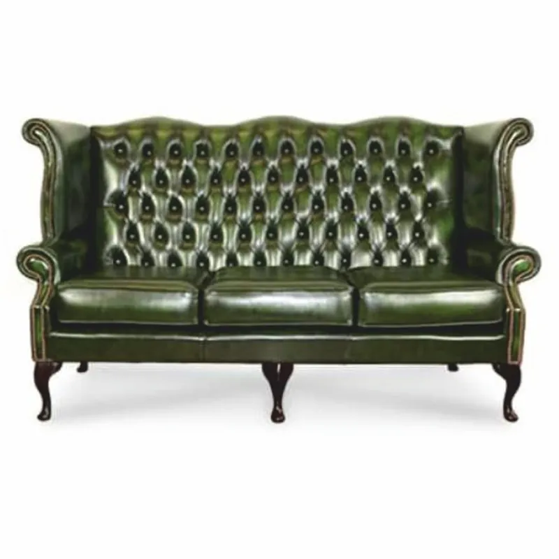 Casa Padrino Canapé Baroque Chesterfield de Luxe en Cuir Vert Vintage / Noir 188,5 cm - Meubles Baroques Jetzt Bestellen