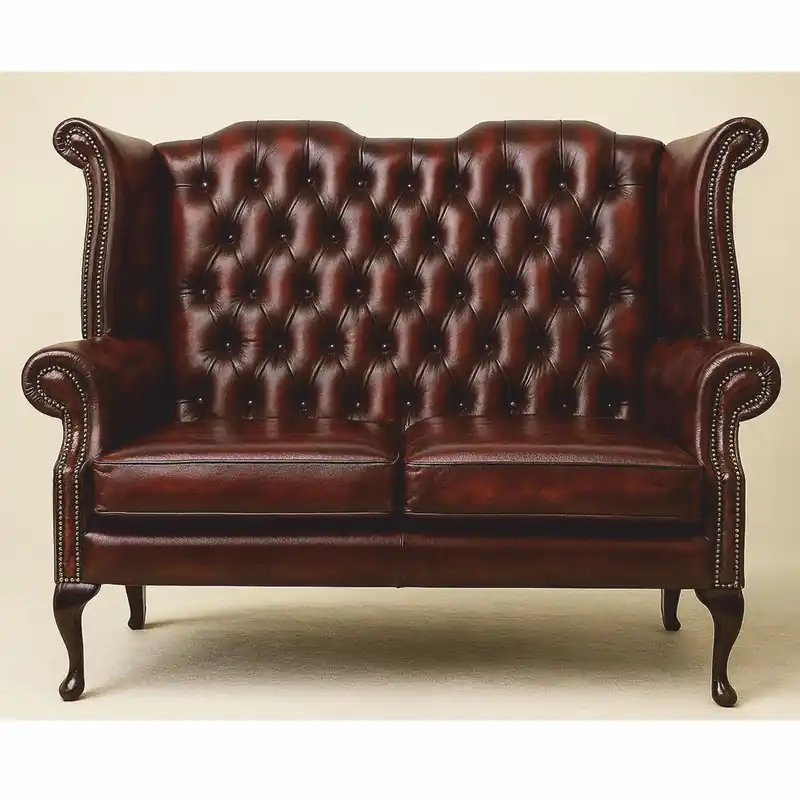 Mega-Angebot Casa Padrino Canapé Baroque Chesterfield de Luxe en Cuir Rouge Foncé / Marron Foncé 142,5 cm - Meubles Baroques