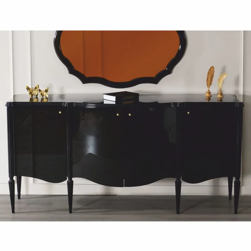 Finale Aktion Casa Padrino buffet baroque de luxe noir 215 cm - Meubles baroques
