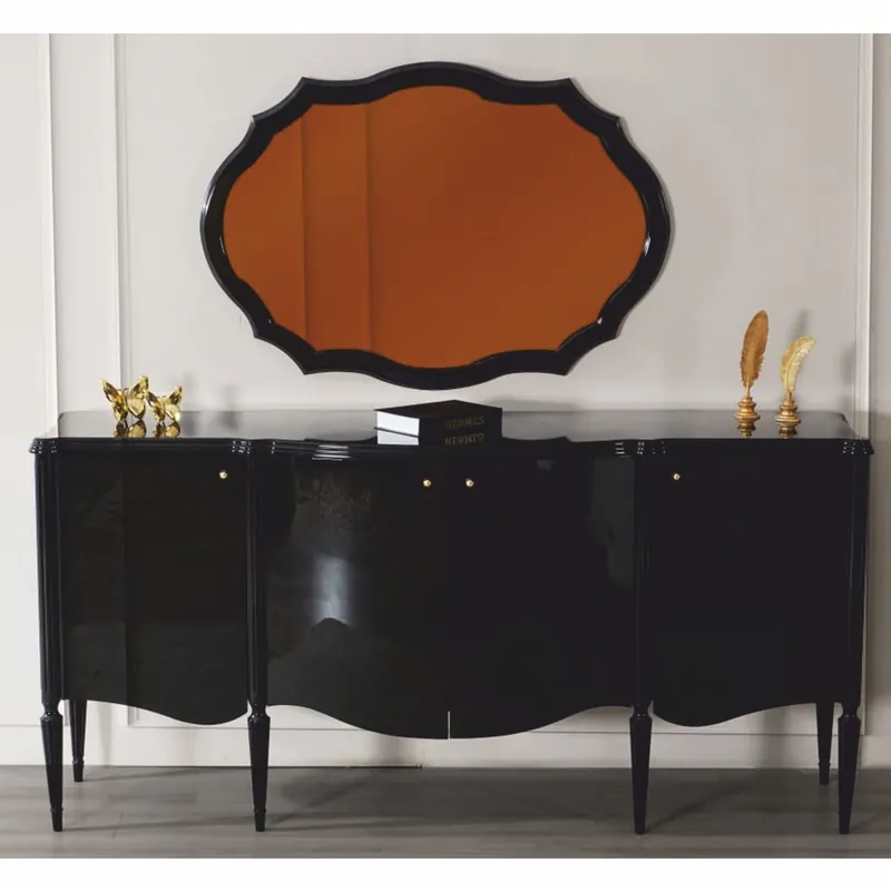 Casa Padrino buffet baroque de luxe avec miroir noir 215 cm - Meubles baroques Bestpreis