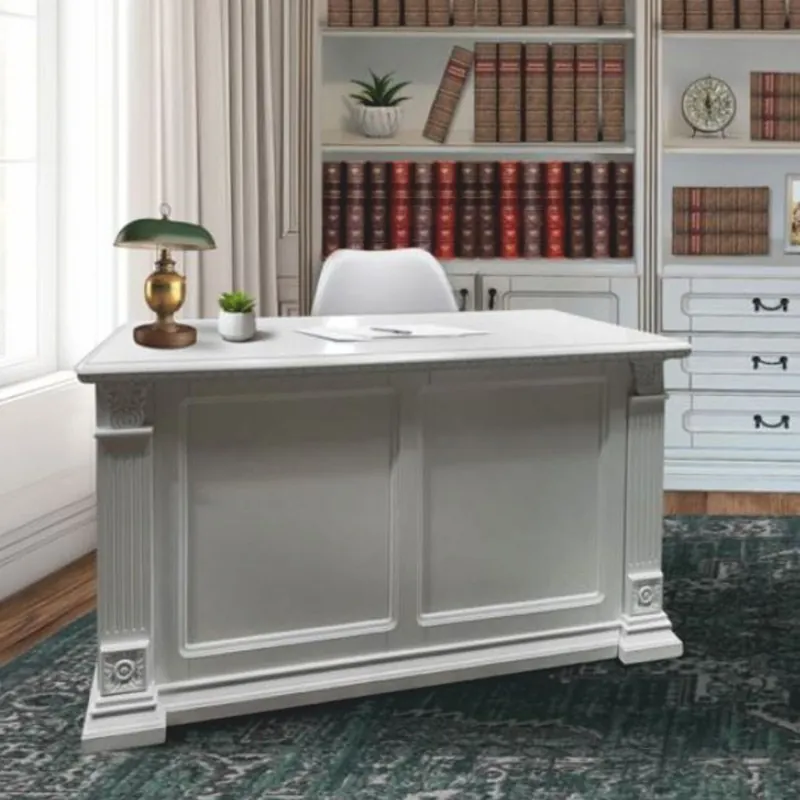 Neu Casa Padrino bureau baroque de luxe blanc 150 cm - Meubles de bureau baroque