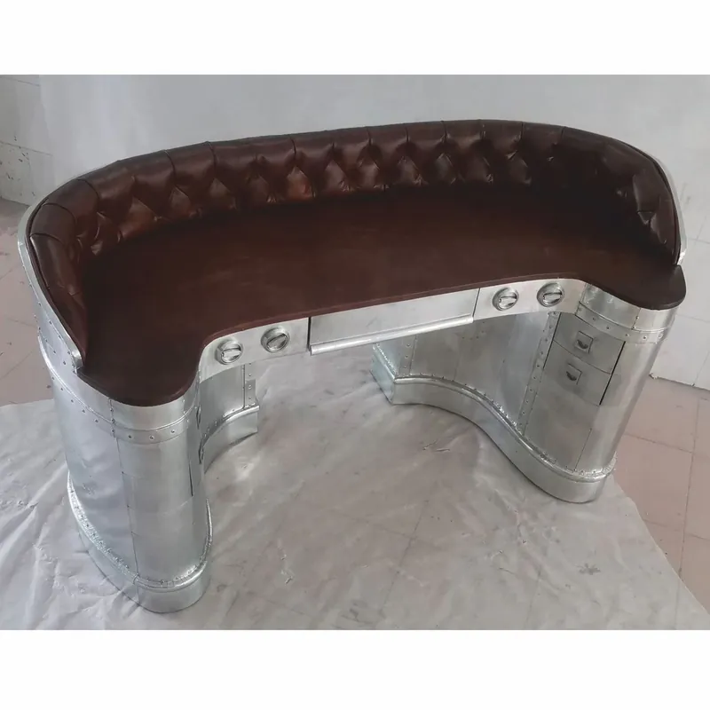 Casa Padrino Bureau Avion en Aluminium Argent / Marron Foncé 185 cm - Meubles de Bureau Beliebt