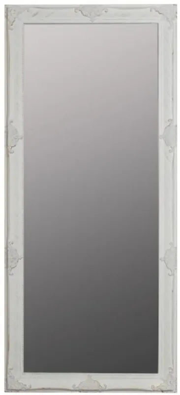 Nur Heute Casa Padrino Specchio da Parete Barocco Bianco / Oro 72 x H. 162 cm - Specchio in Stile Barocco con Cornice in Legno e Splendide Decorazioni