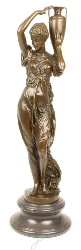 Sonderaktion Casa Padrino figura in bronzo art nouveau con anta in bronzo / grigio 21,5 x 21,5 x H. 74,5 cm - Elegante Decorazione con Base in Marmo