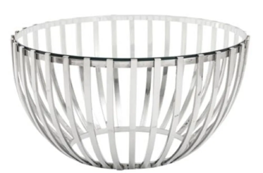 Solange Der Vorrat Reicht Casa Padrino tavolino da salotto di lusso argento Ø 81 x H. 43 cm - Tavolino Rotondo in Acciaio Inox con Piano in Vetro