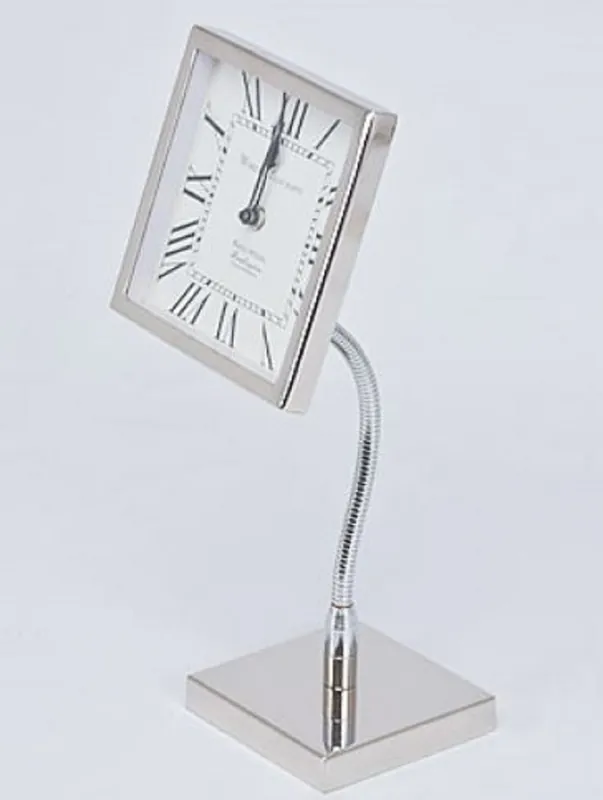 Finale Aktion Casa Padrino orologio da tavolo di lusso in ottone argento 16 x 12 x H. 41 cm - Accessori Decorativi