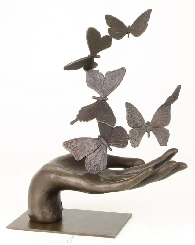 Casa Padrino scultura firmata mano con farfalle bronzo 26,7 x 13,7 x H. 33,5 cm - Decorazione di Lusso Rabatt