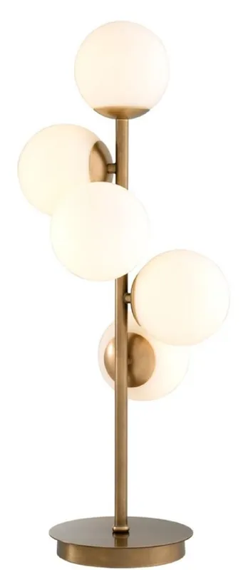 Casa Padrino lampada da tavolo di lusso ottone anticato / bianco Ø 28 x H. 67 cm - Lampada da Tavolo per Soggiorno Preisreduziert