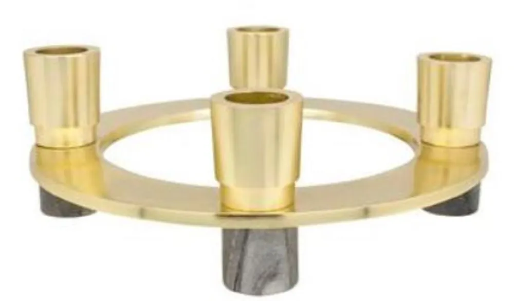Kracherpreis Casa Padrino portacandele di lusso oro / grigio Ø 20 x H. 6,5 cm - Decorazione Hotel e Ristorante