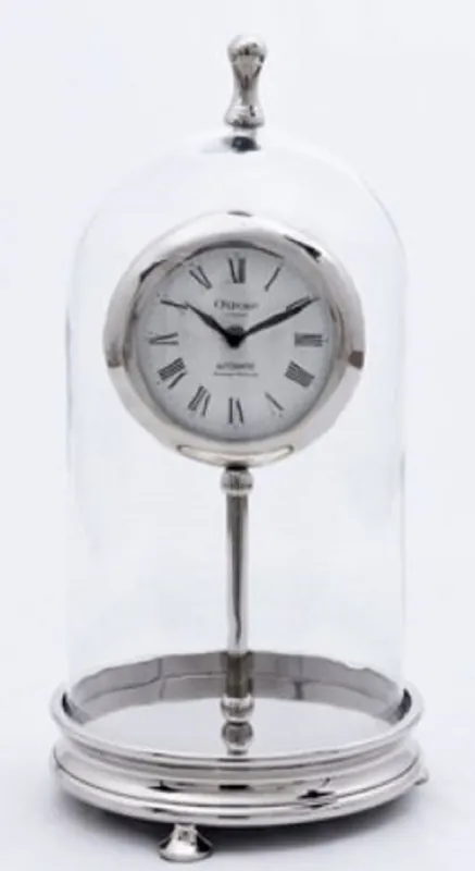 Top-Seller Casa Padrino orologio da tavolo di lusso argento H. 46 cm - Orologio in Ottone Decorativo