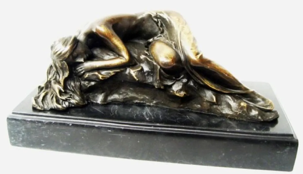 Casa Padrino scultura in bronzo di lusso bella addormentata bronzo / oro / nero 21,5 cm - Figura Deco con Base in Marmo Heißes Angebot