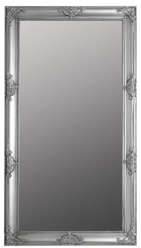 Sonderaktion Casa Padrino Specchio da Parete Barocco Argento 72 x H. 132 cm - Specchio in Stile Barocco con Cornice in Legno e Splendide Decorazioni