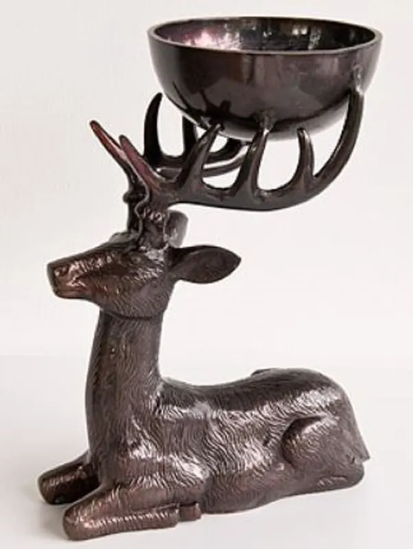 Kracherpreis Casa Padrino figura di renna in alluminio di lusso con ciotola bronzo 25 x 16 x H. 27 cm - Accessori Hotel e Ristoranti