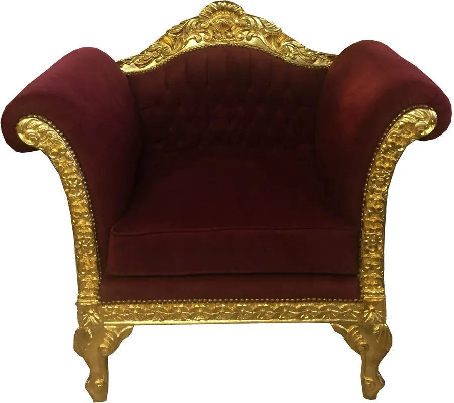 Poltroncina barocca Casa Padrino Poltroncina Bordeaux / oro stile antico - Poltroncina da salotto Club Furniture - Edizione limitata Preisreduziert