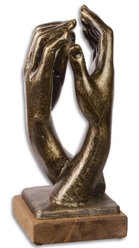 Neue Ware Casa Padrino designer scultura in ghisa mani oro antico / nero / naturale 17,4 x 18,4 x H. 39,9 cm - Oggetto di Decorazione di Lusso