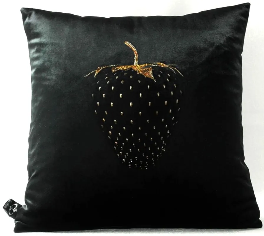 Top-Angebot Casa Padrino Cuscino Decorativo di Lusso con Pietre Scintillanti Bling Bling Nero / Oro 45 x 45 cm - Tessuto in Velluto Finissimo - Accessori di Decorazione di Lusso