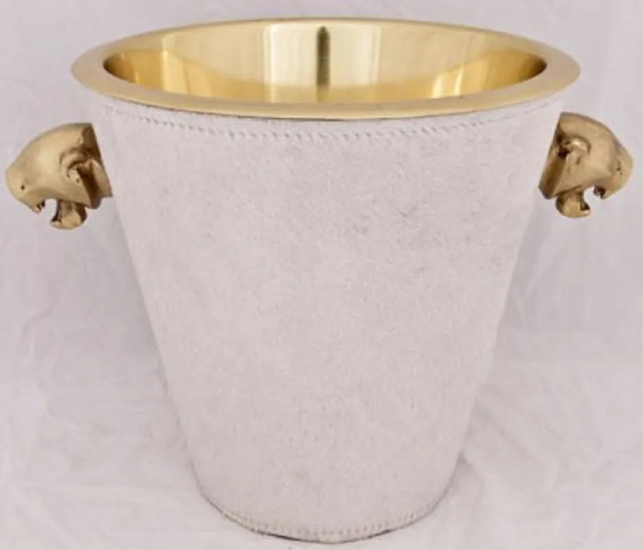 Casa Padrino raffreddatore di vino di lusso ottone / bianco Ø 25 x H. 25 cm - Accessori Gastronomia Nur Heute