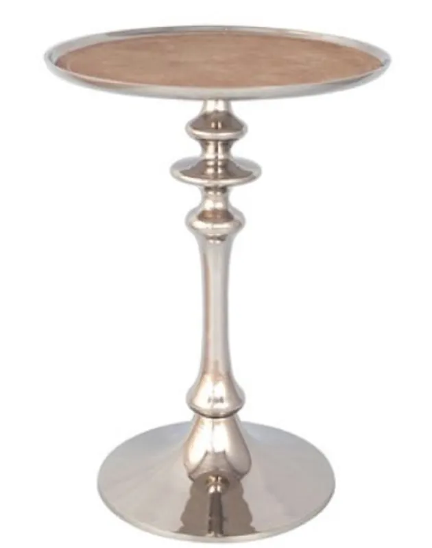 Casa Padrino tavolino di design argento / marrone Ø 40 x H. 58 cm - Mobili Soggiorno di Lusso Direkt Vom Hersteller
