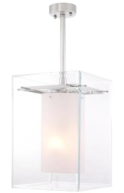 Casa Padrino lampada a sospensione di soggiorno di lusso argento / bianco 36 x 36 x H. 50 cm - Arredamento di Lusso Highlight