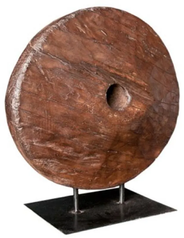 Casa Padrino ruota in legno deco di lusso marrone / nero 52 x 48 x H. 20 cm - Accessori Decorativi Neuheit