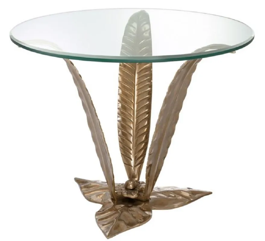 Casa Padrino tavolino di lusso con piano in vetro ottone anticato Ø 70 x H. 55 cm - Mobili Soggiorno Preisreduziert