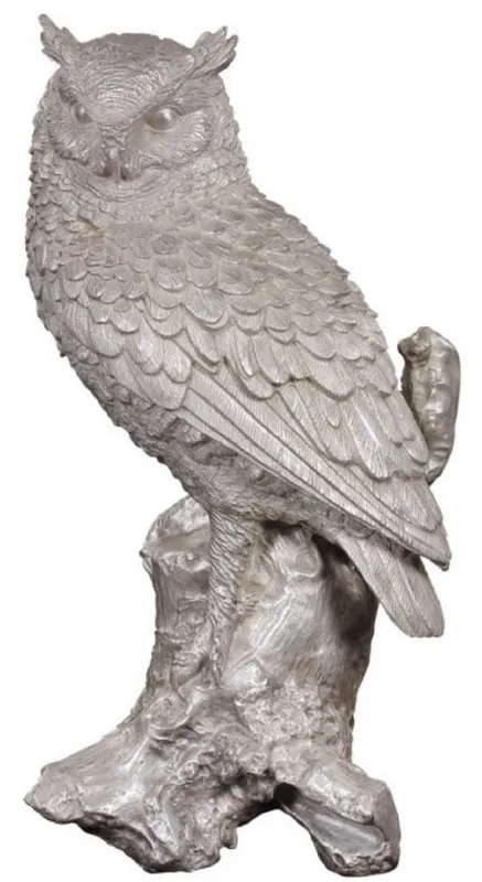 Saisonangebot Casa Padrino figura in bronzo di lusso deco gufo argento 19 x 15 x H. 36 cm - Scultura in Bronzo Argentato