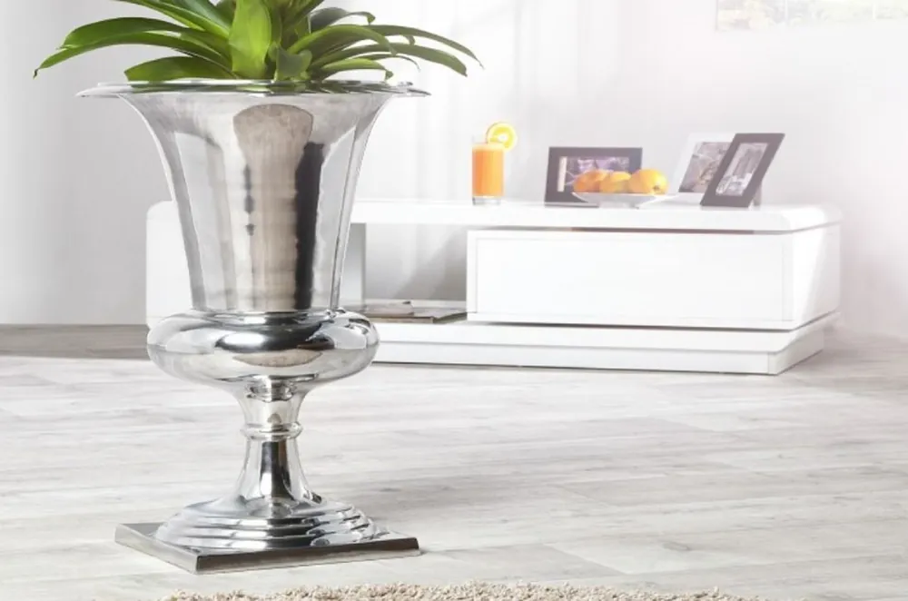 Solange Der Vorrat Reicht Casa Padrino vaso in alluminio di design argento Ø 35 x H. 60 cm - Vaso di Lusso in Design a Coppa