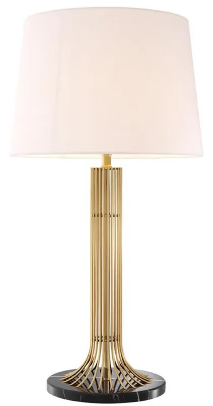 Jetzt Kaufen Casa Padrino Lampada da Tavolo di Lusso Oro / Nero / Bianco Ø 45 x H. 86 cm - Lampada di Design con Paralume