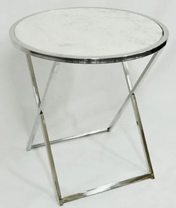 Casa Padrino tavolino di lusso argento / bianco Ø 75 x H. 76 cm - Tavolo Rotondo in Acciaio Inox con Piano in Marmo Knallerangebot