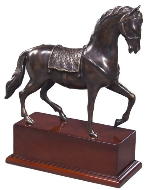 Casa Padrino figura di cavallo in bronzo di lusso con base in legno bronzo / marrone 31,5 x 12,5 x H. 37,3 cm - Figurina Decorazione Top-Preis