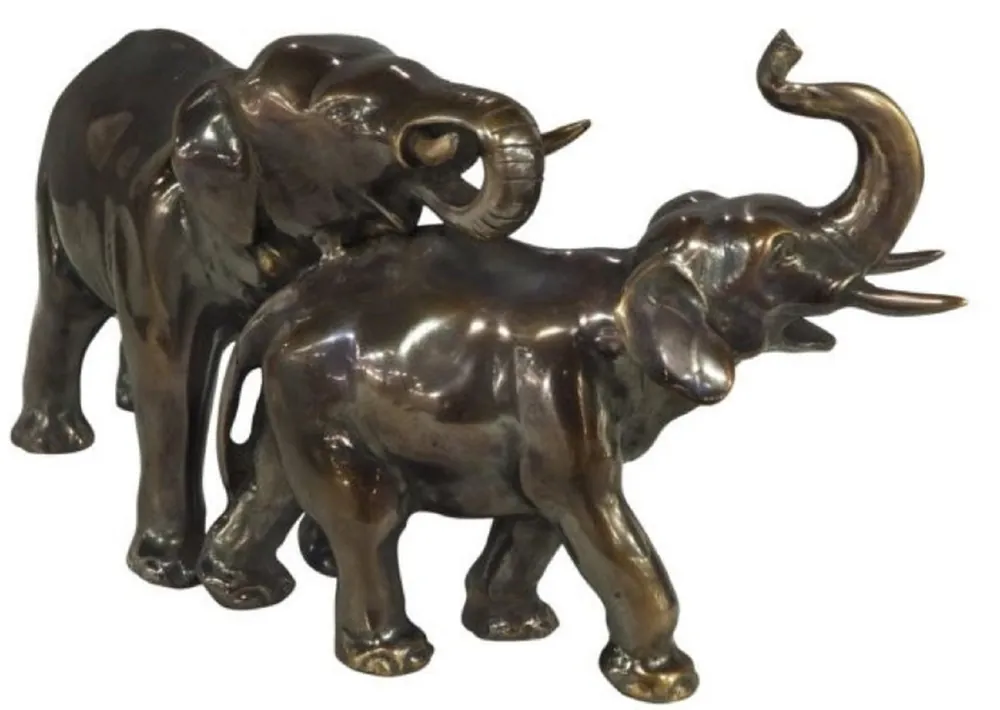 Casa Padrino bronzo figura / scultura coppia elefante bronzo 26 x 9 x H. 13 cm - Figure di Decorazione di Lusso Günstig