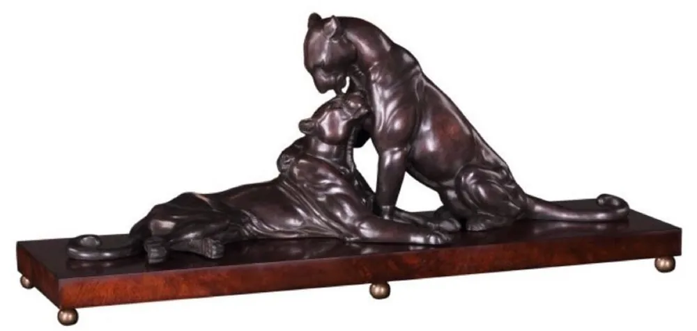 Casa Padrino decorazione figures in bronzo di lusso con base in legno 2 tigri bronzo / marrone 83 x 23 x H. 34 cm - Qualità di Lusso Zertifiziert