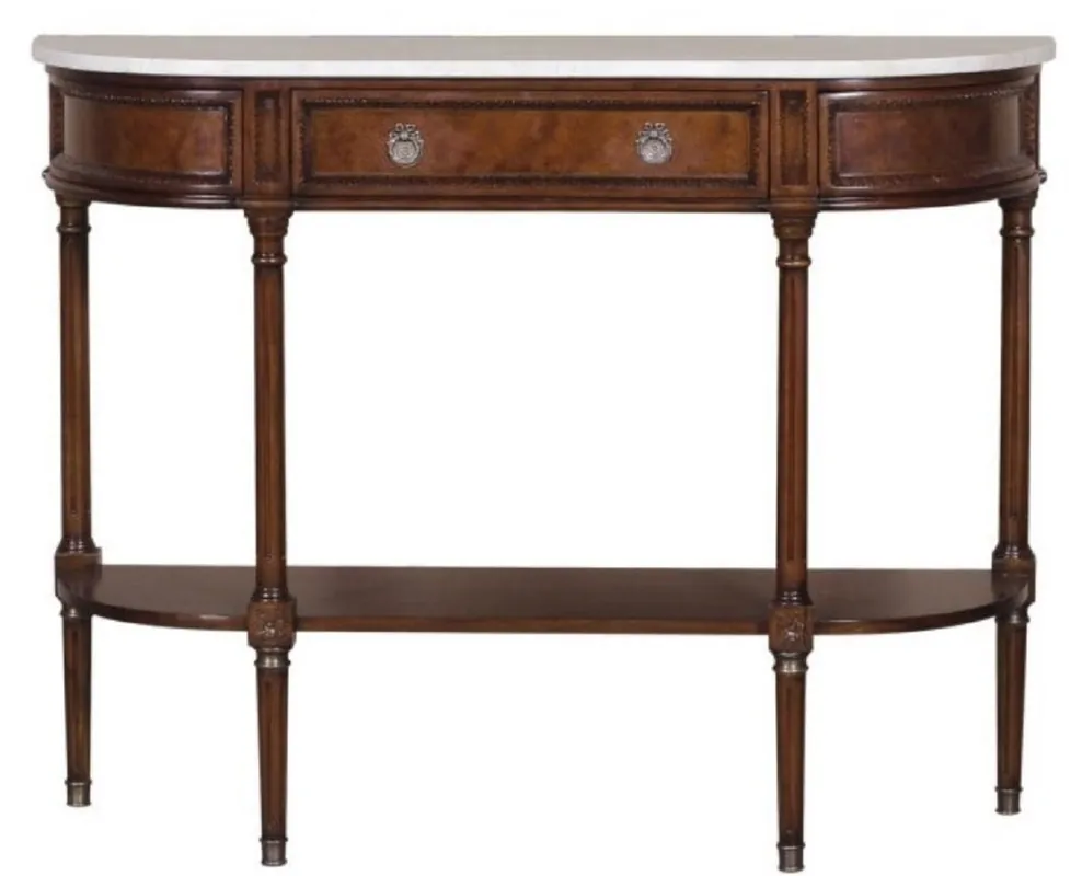 Abverkauf Casa Padrino consolle Art Nouveau di lusso in mogano con piano in marmo marrone scuro / bianco 114 x 40 x H. 88 cm - Qualità di Lusso