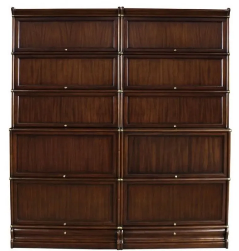 Casa Padrino gabinete per libri di lusso in mogano con 10 ante in vetro e 2 cassetti marrone scuro 172 x 36,5 x H. 197 cm - Arredamento da Ufficio di Lusso Must-Have