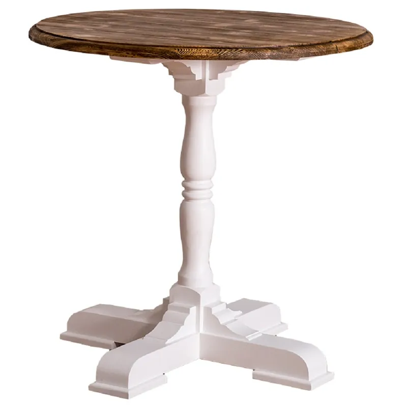 Casa Padrino tavolo da pranzo stile country bianco / marrone Ø 78 x H. 78 cm - Tavolo da Cucina Rotondo in Stile Country Kracherpreis