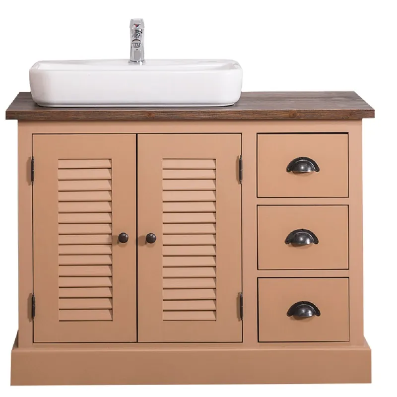 Abverkauf Casa Padrino mobile lavabo in legno massello stile country marrone / marrone scuro 100 x 51 x H. 75 cm - Mobili da Bagno Stile Country