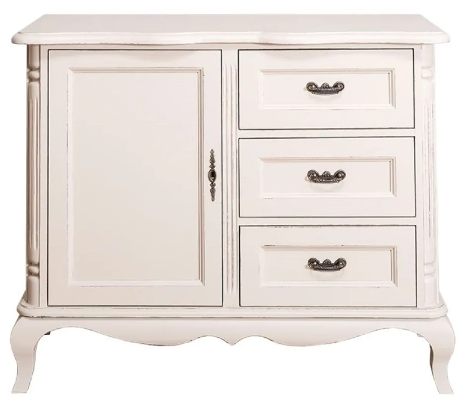 Casa Padrino cassettone stile country con anta e 3 cassetti grigio chiaro antico 110 x 48 x H. 89 cm - Mobili Soggiorno in Stile Country Geprüft